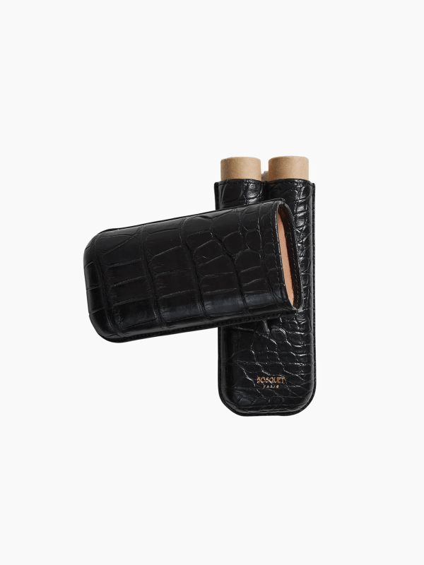 Black Textured Double Cigar Case