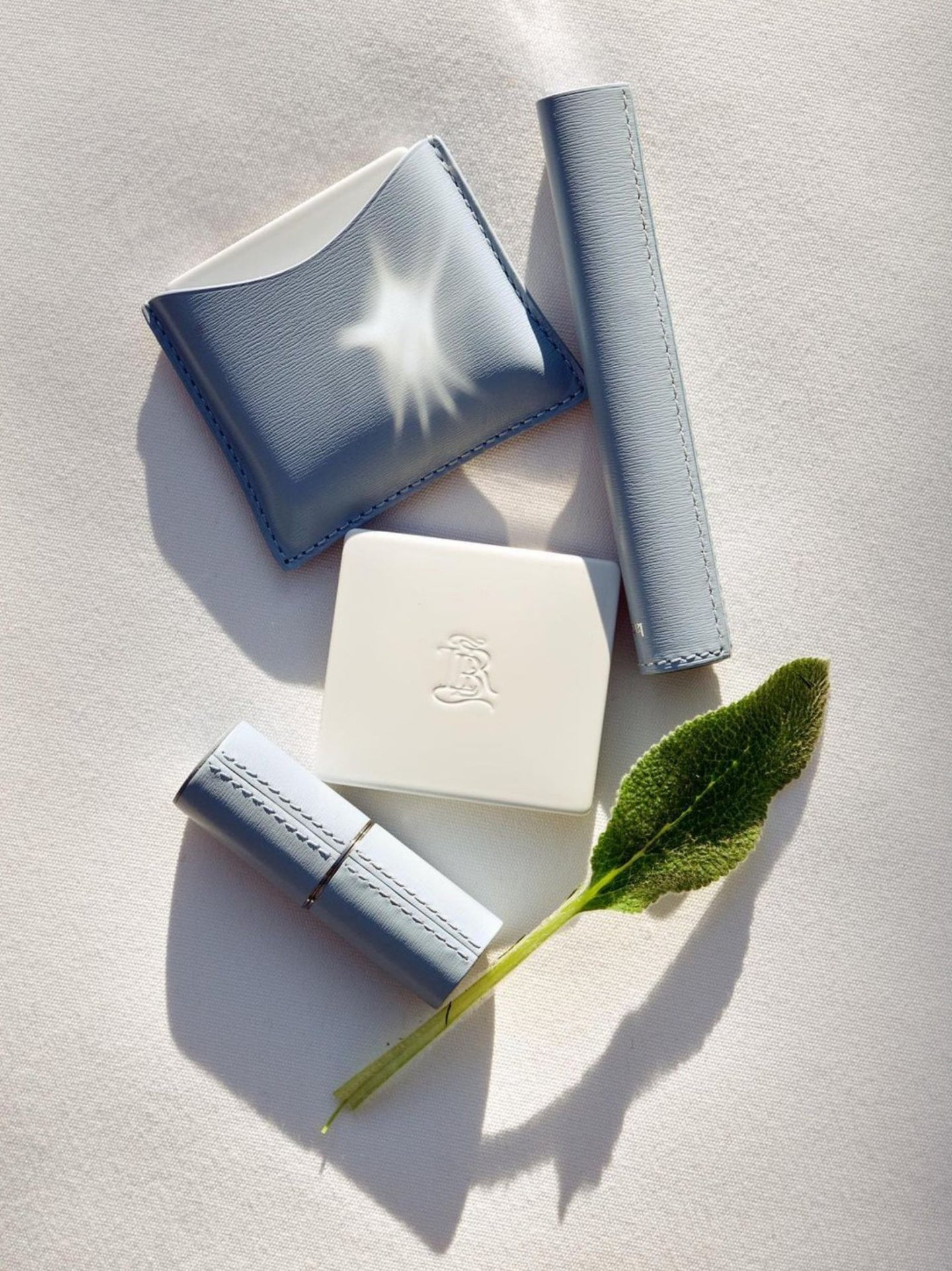 Blue Leather Lipstick Case