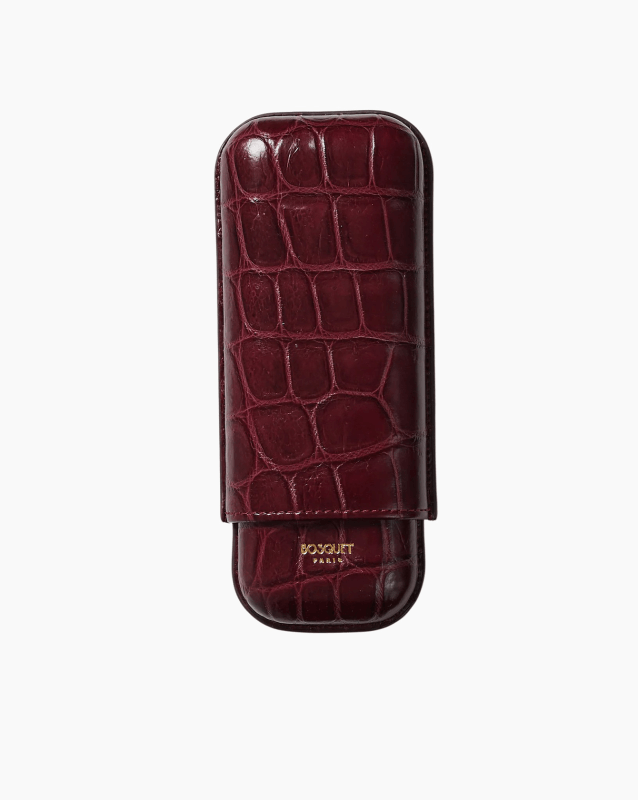 Burgundy Textured Double Cigar Case