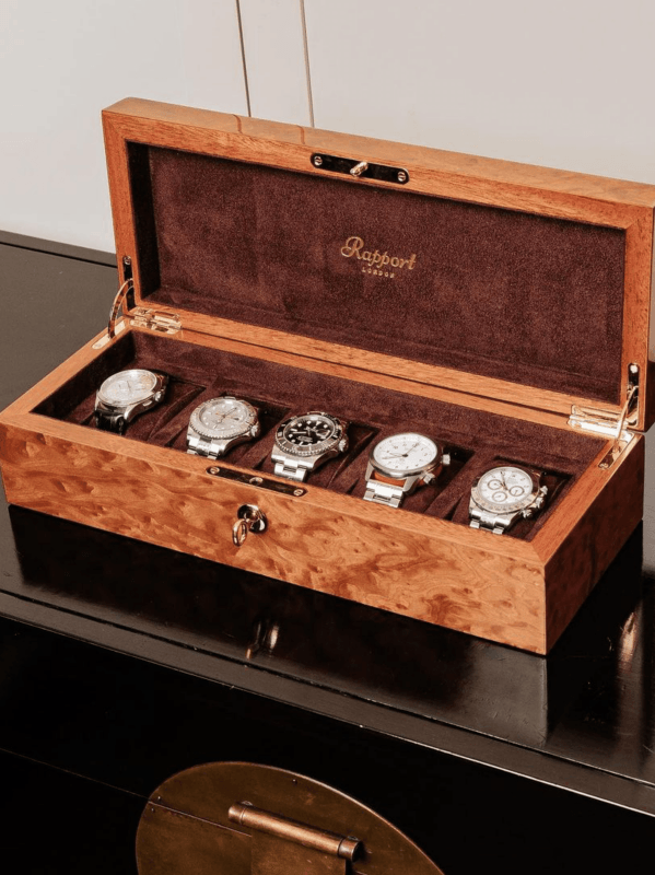 Burr Walnut Five-Piece Watch Box