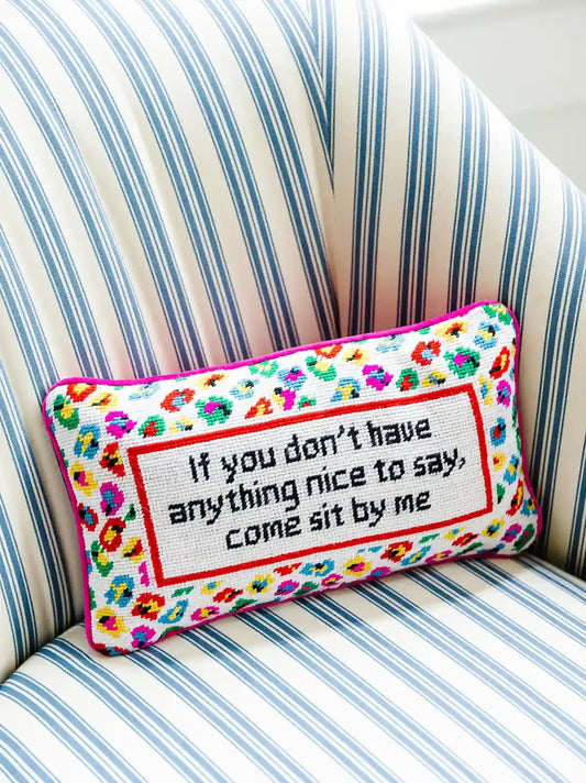 Come Sit By Me Needlepoint Pillow