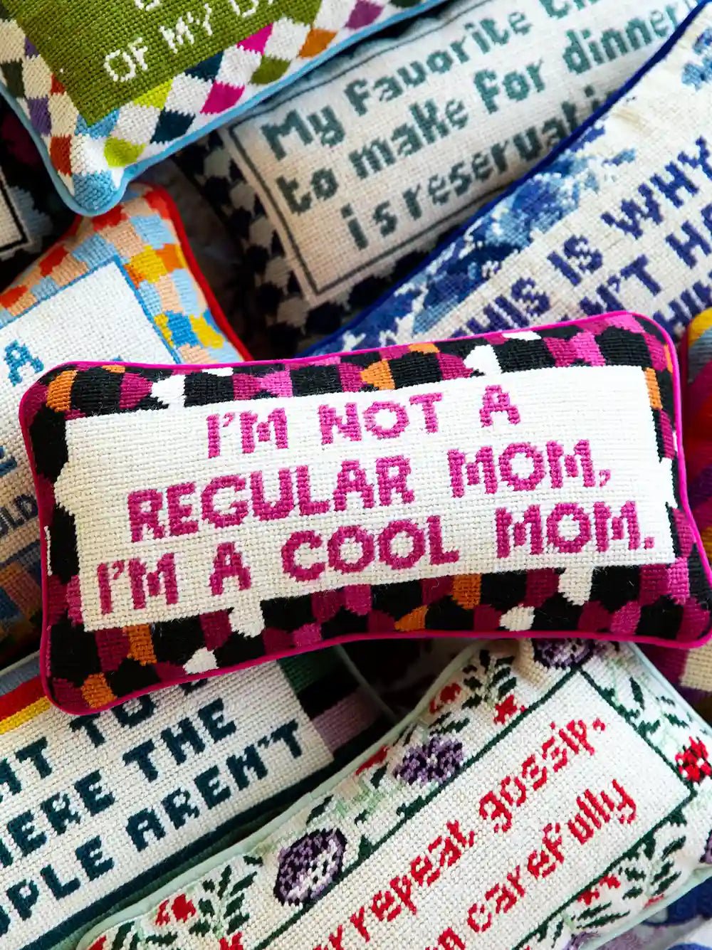 Cool Mum Needlepoint Pillow