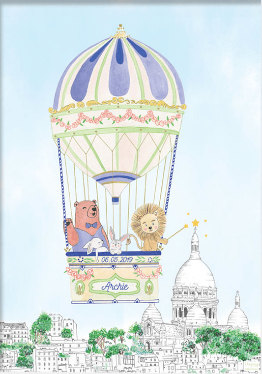 Hot Air Balloon of Montmartre in Blue