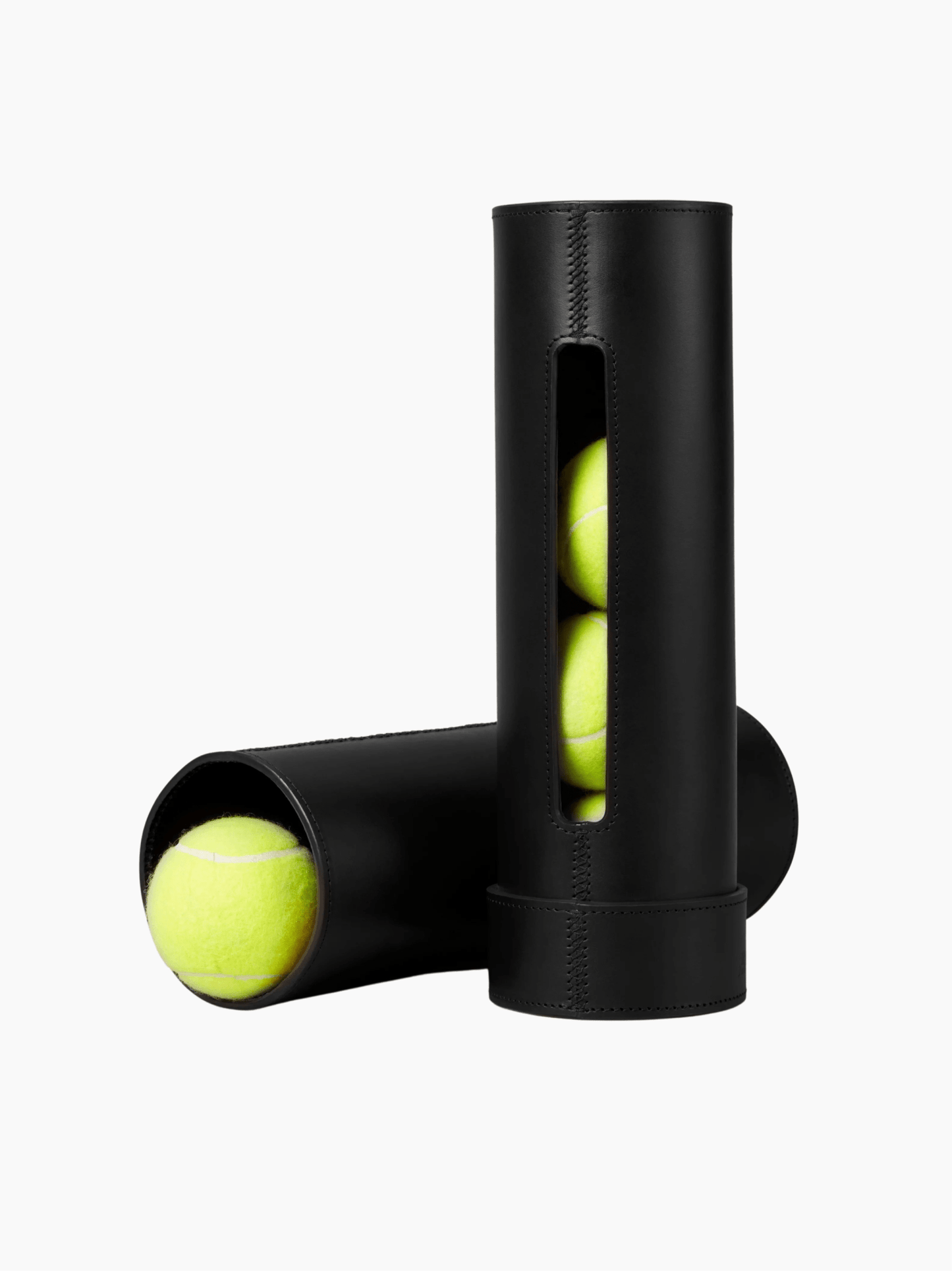 Leather Tennis Ball Holder in Black
