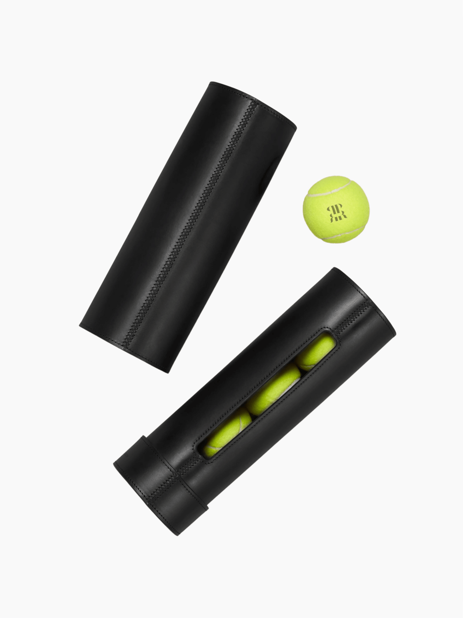 Leather Tennis Ball Holder in Black