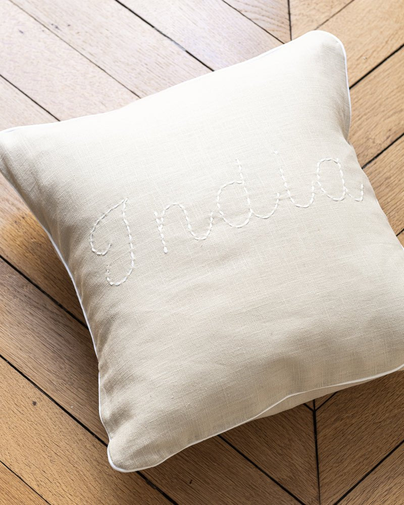 Linen Cushion in Beige