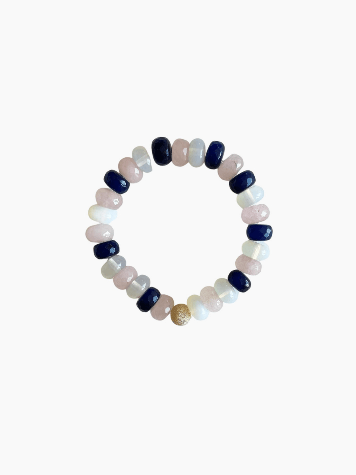 Navy and Pink Beaded Bracelet