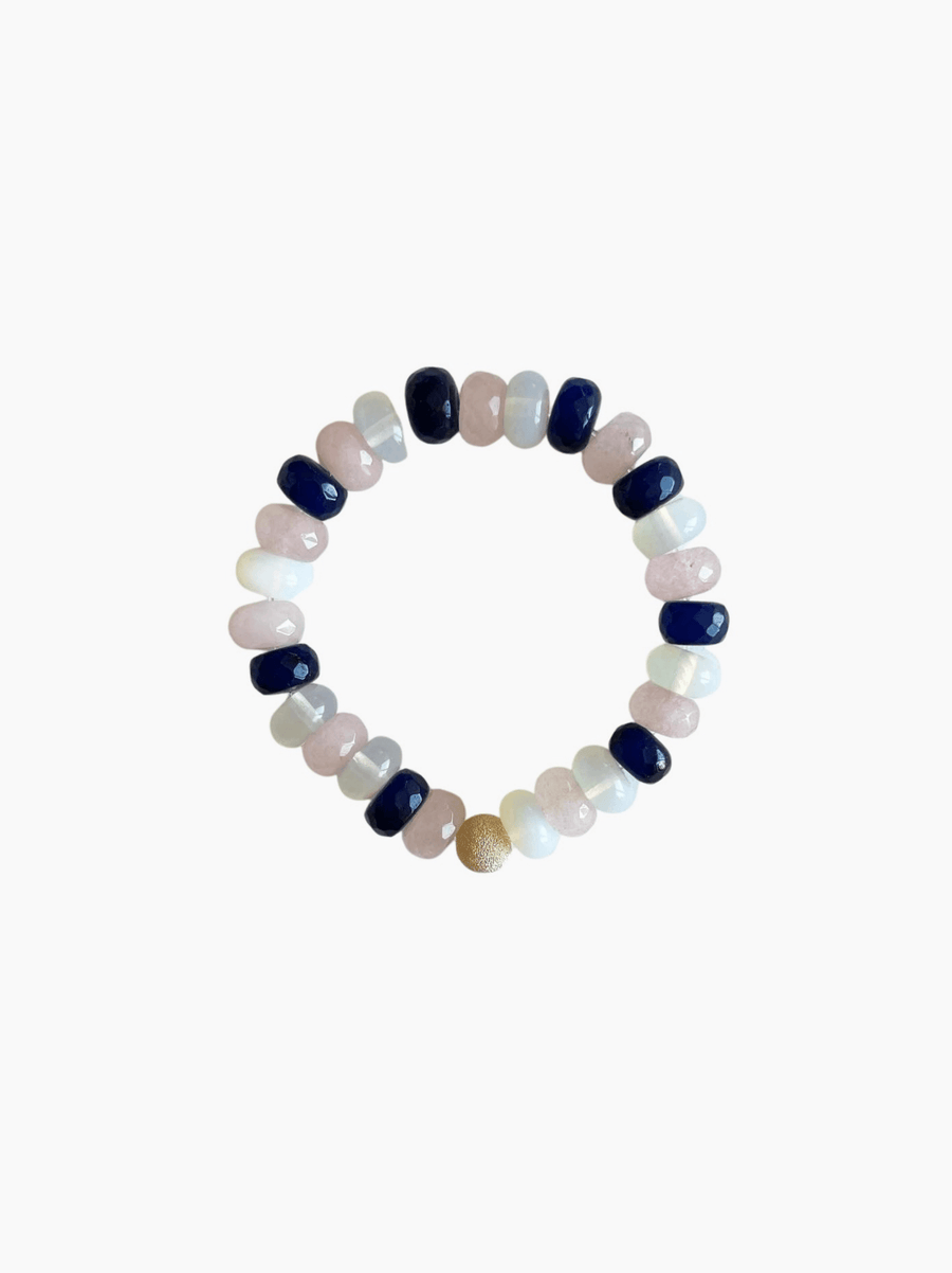 Navy and Pink Beaded Bracelet