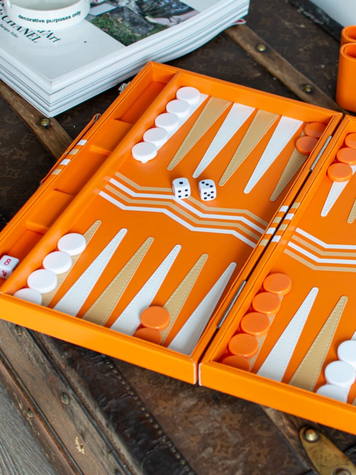 Orange Leather Backgammon