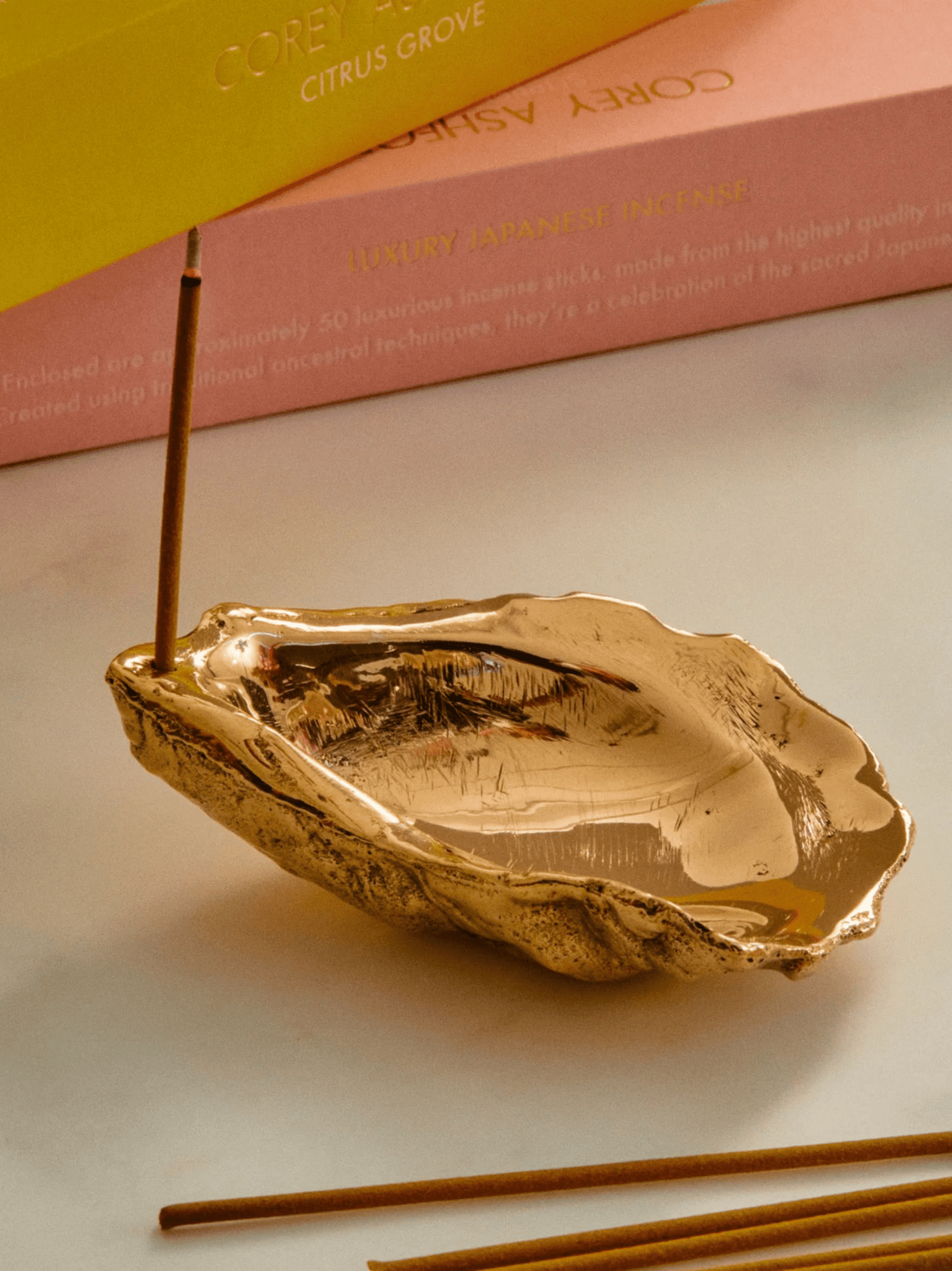 Oyster Incense Holder in Brass
