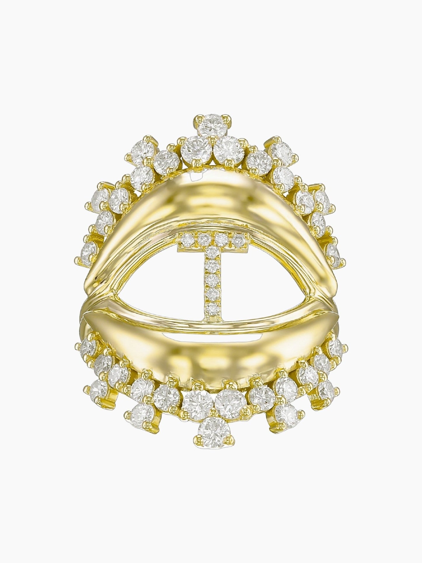 Raphaela Letter Diamond Bastet Ring in Yellow Gold