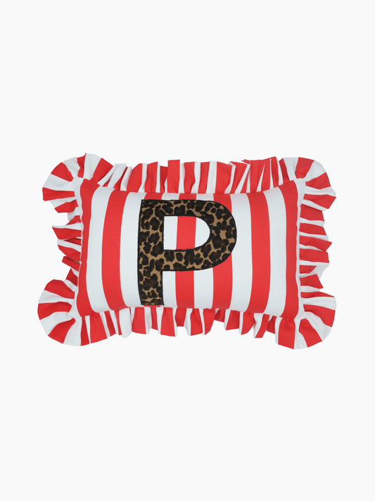 Red Striped Rectangle Alphabet Cushion