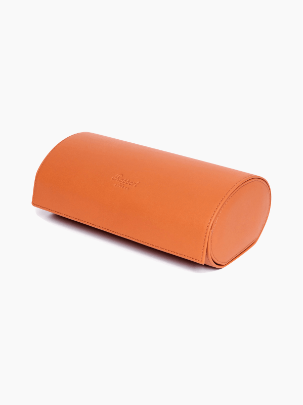 Tan Leather Three-Piece Watch Roll