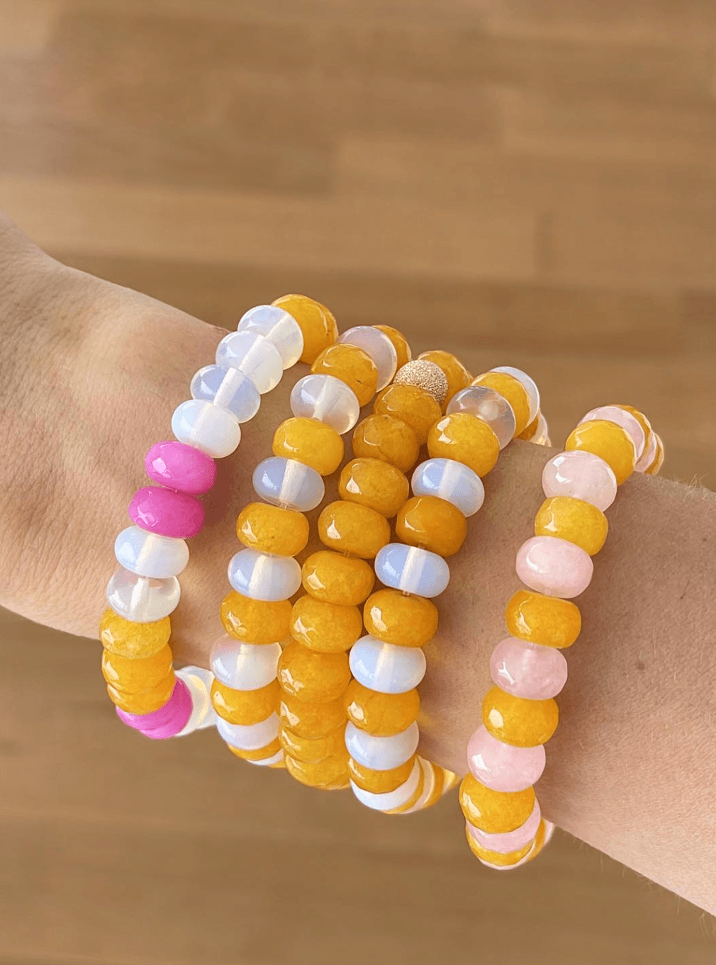 Yellow and Amber Beaded Bracelet